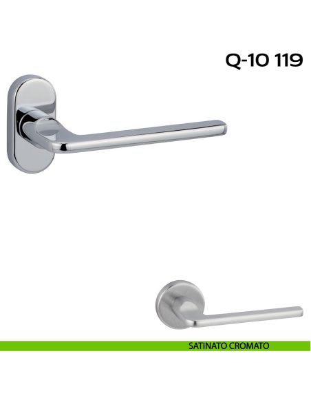 Maniglia per porta Q-10 119 Reguitti con rosetta ovale satinato