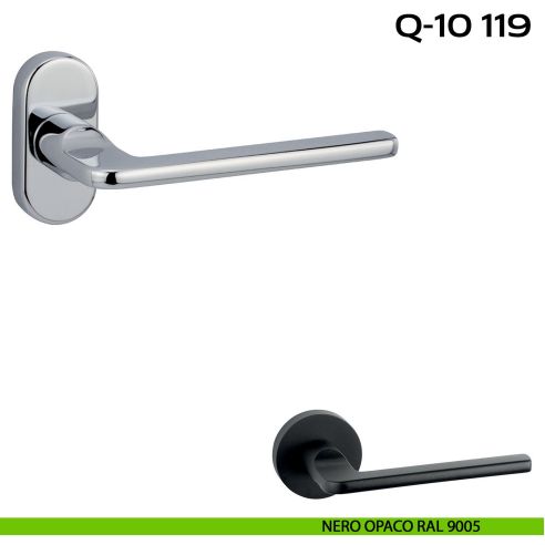 Maniglia per porta Q-10 119 Reguitti con rosetta ovale nero