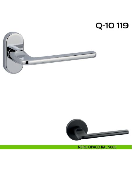 Maniglia per porta Q-10 119 Reguitti con rosetta ovale nero