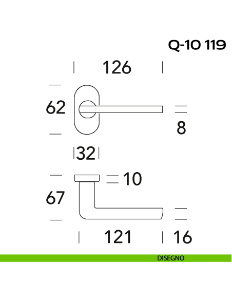 Maniglia per porta Q-10 119 Reguitti con rosetta ovale disegno