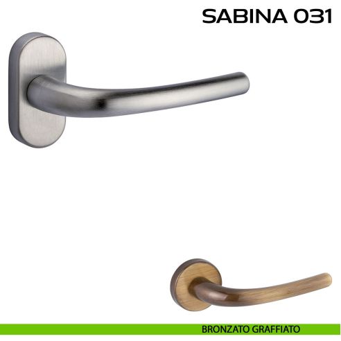 Maniglia per porta Sabina 031 Reguitti con rosetta ovale bronzato