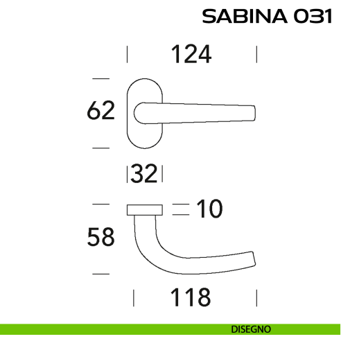 Maniglia per porta Sabina 031 Reguitti con rosetta ovale disegno