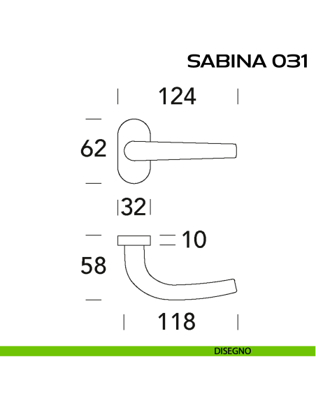 copia di Maniglia per porta Sabina 031 Reguitti con rosetta ovale disegno