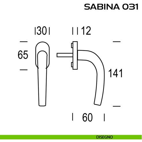 Maniglia per finestra martellina Sabina 031 Reguitti disegno