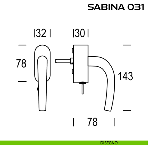 Maniglia per finestra martellina DK con chiave Sabina 031 Reguitti