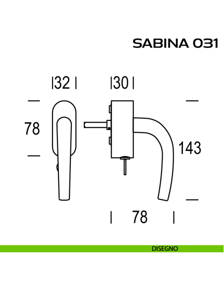 Maniglia per finestra martellina DK con chiave Sabina 031 Reguitti