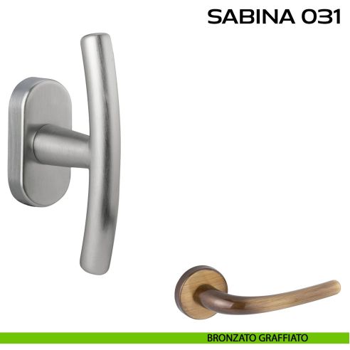 Maniglia per finestra martellina DK impugnatura a T Sabina 031 Reguitti bronzato