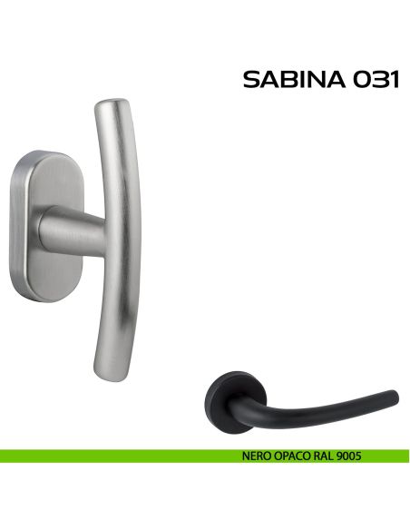 Maniglia per finestra martellina DK impugnatura a T Sabina 031 Reguitti nero