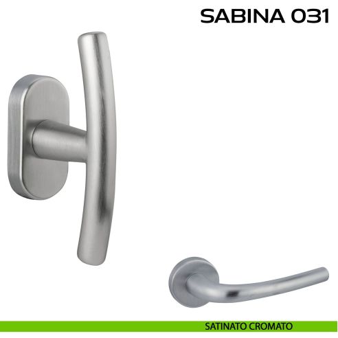 Maniglia per finestra martellina DK impugnatura a T Sabina 031 Reguitti satinato