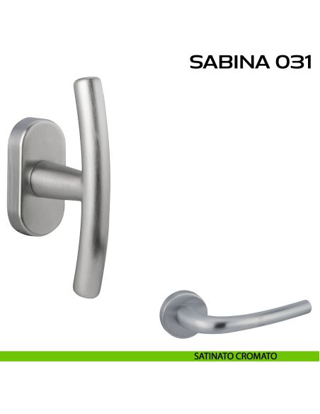 Maniglia per finestra martellina DK impugnatura a T Sabina 031 Reguitti satinato