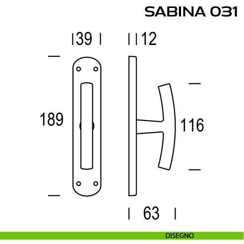 Maniglia per finestra cremonese Sabina 031 Reguitti disegno