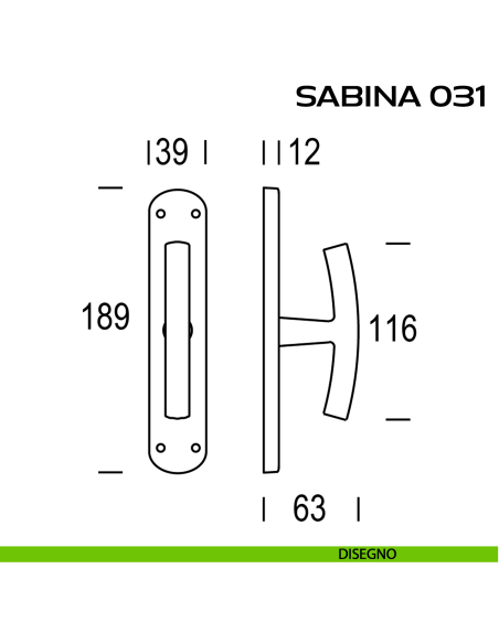 Maniglia per finestra cremonese Sabina 031 Reguitti disegno