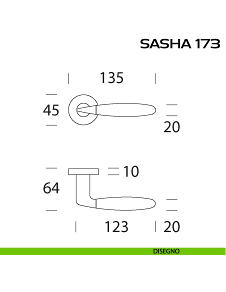 Maniglia per porta Sasha 173 Reguitti disegno
