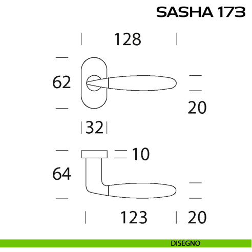 Maniglia per porta Sasha 173 Reguitti con rosetta ovale