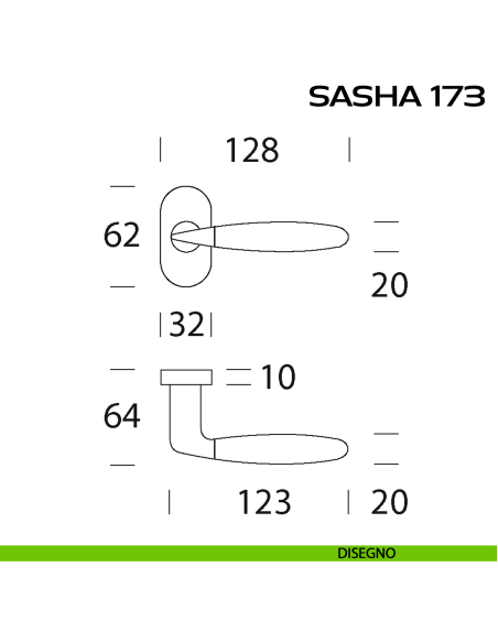 Maniglia per porta Sasha 173 Reguitti con rosetta ovale