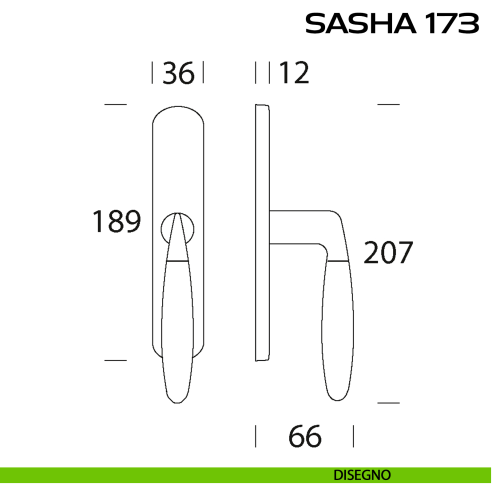 Maniglia per finestra cremonese Sasha 173 Reguitti disegno