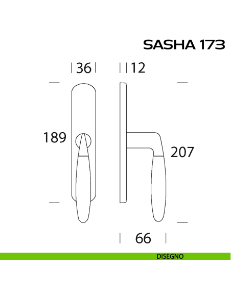 Maniglia per finestra cremonese Sasha 173 Reguitti disegno