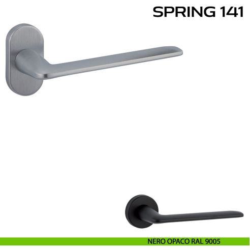 Maniglia per porta Spring 141 Reguitti con rosetta ovale nero