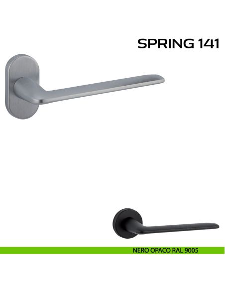 Maniglia per porta Spring 141 Reguitti con rosetta ovale nero