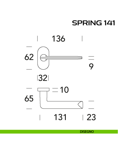 Maniglia per porta Spring 141 Reguitti con rosetta ovale disegno