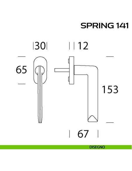 Maniglia per finestra martellina Spring 141 Reguitti disegno