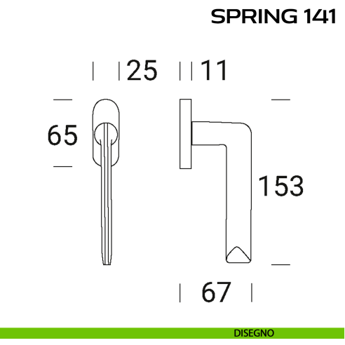 Maniglia per finestra martellina stretta Spring 141 Reguitti
