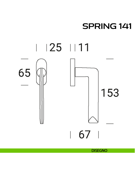 Maniglia per finestra martellina stretta Spring 141 Reguitti