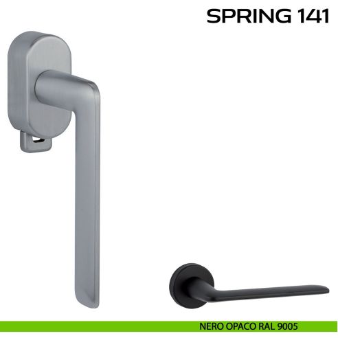 Maniglia per finestra DK con pulsante su placca Spring 141 Reguitti