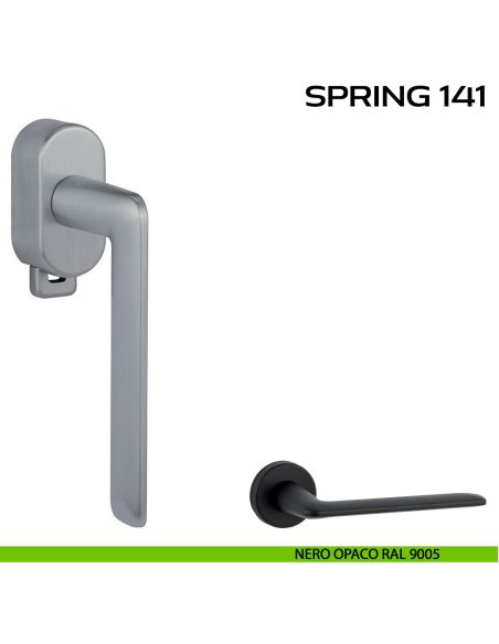 Maniglia per finestra DK con pulsante su placca Spring 141 Reguitti