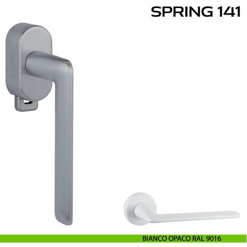 Maniglia per finestra DK con pulsante su placca Spring 141 Reguitti