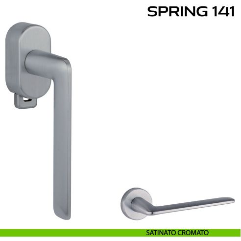 Maniglia per finestra DK con pulsante su placca Spring 141 Reguitti