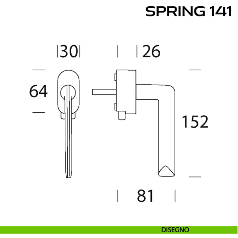 Maniglia per finestra DK con pulsante su placca Spring 141 Reguitti