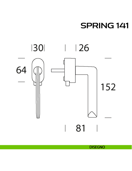 Maniglia per finestra DK con pulsante su placca Spring 141 Reguitti