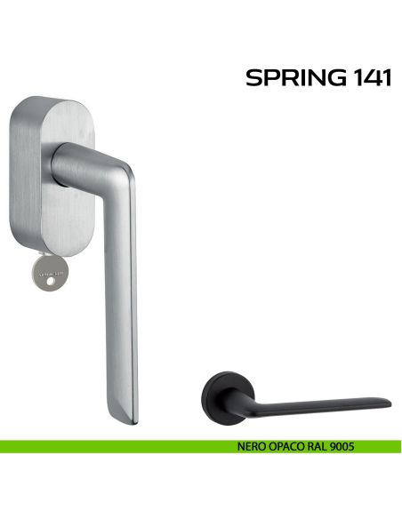 Maniglia per finestra martellina DK con chiave Spring 141 Reguitti nero