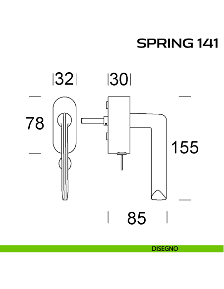 Maniglia per finestra martellina DK con chiave Spring 141 Reguitti disegno