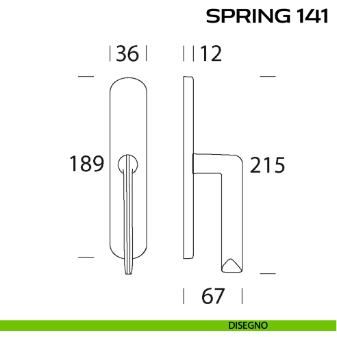 Maniglia per finestra cremonese Spring 141 Reguitti disegno