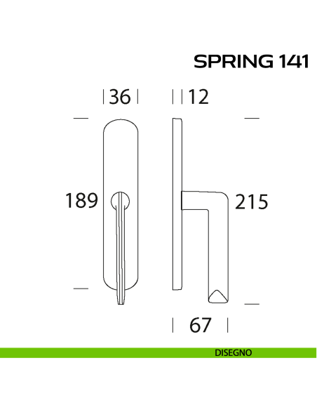 Maniglia per finestra cremonese Spring 141 Reguitti disegno