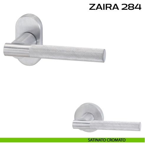 Maniglia per porta Zaira 284 Reguitti con rosetta ovale satinato cromato