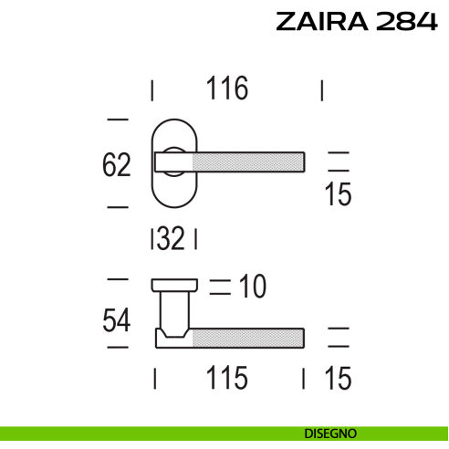 Maniglia per porta Zaira 284 Reguitti con rosetta ovale disegno