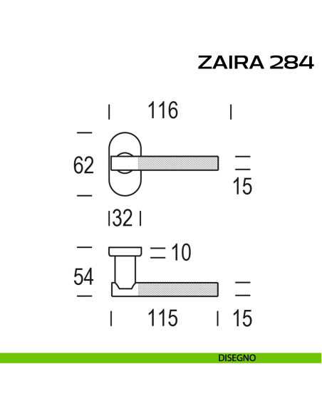 Maniglia per porta Zaira 284 Reguitti con rosetta ovale disegno