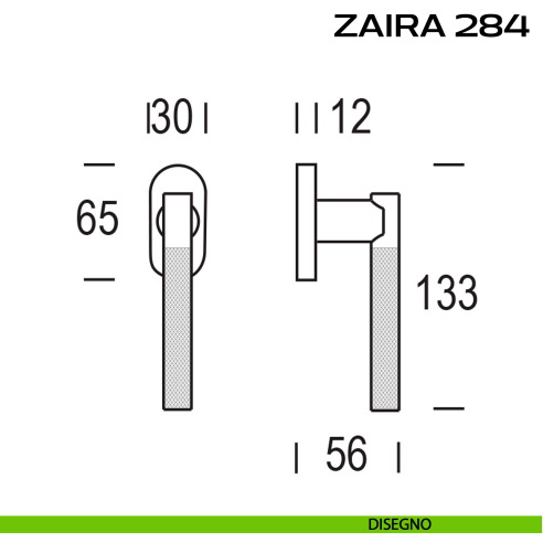 Maniglia martellina DK per finestra Zaira 284 Reguitti disegno
