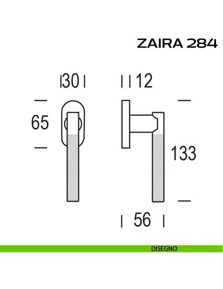 Maniglia martellina DK per finestra Zaira 284 Reguitti disegno