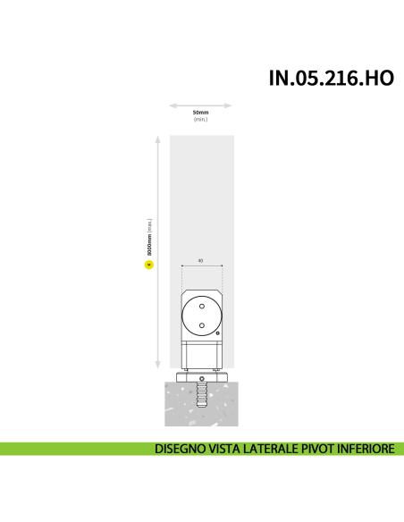 Cerniera pivot idraulica per porta a bilico di grandi dimensioni JNF IN.05.216.HO chiusura automatica portata 500 kg Satinato
