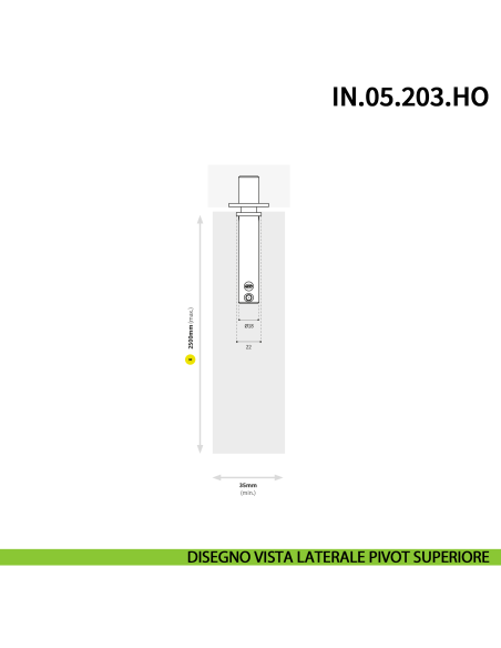 Cerniera pivot per porta interna a bilico JNF IN.05.203.HO chiusura automatica portata 60 kg Satinato - disegno