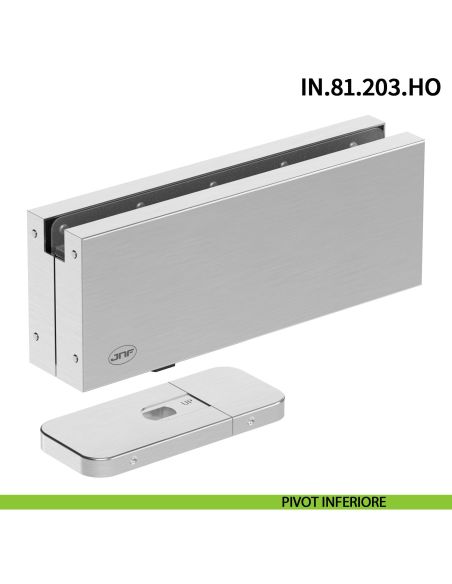 Cerniera pivot idraulica per porta in vetro a bilico JNF IN.81.203.HO chiusura automatica portata 100 kg Satinato