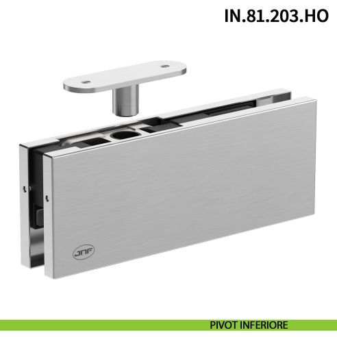 Cerniera pivot idraulica per porta in vetro a bilico JNF IN.81.203.HO chiusura automatica portata 100 kg Satinato