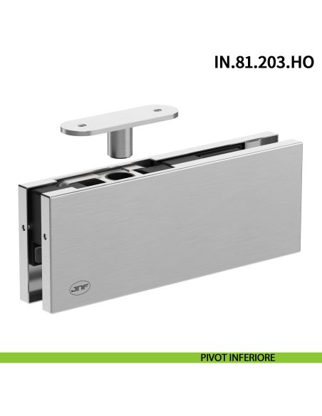 Cerniera pivot idraulica per porta in vetro a bilico JNF IN.81.203.HO chiusura automatica portata 100 kg Satinato