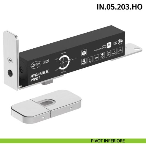 Cerniera pivot per porta interna a bilico JNF IN.05.203.HO chiusura automatica portata 60 kg Satinato