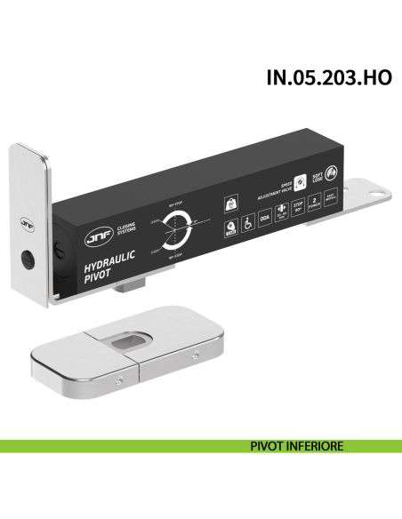 Cerniera pivot per porta interna a bilico JNF IN.05.203.HO chiusura automatica portata 60 kg Satinato