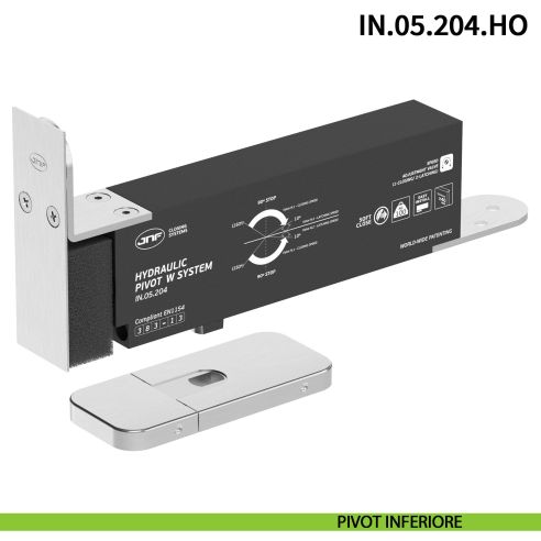 Cerniera pivot idraulica per porta a bilico JNF IN.05.204.HO chiusura automatica portata 100 kg Satinato